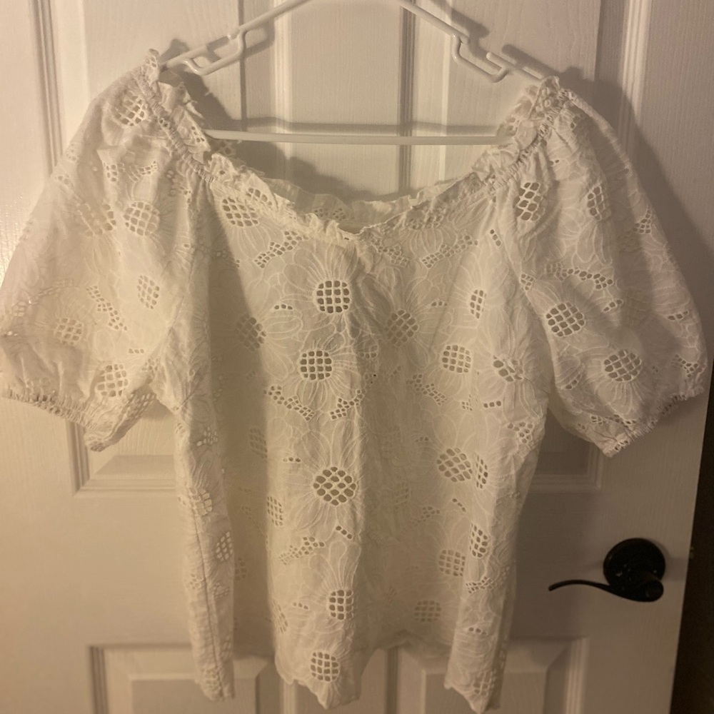 White Eyelet Lace Blouse